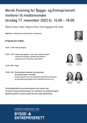 Revidert program medlemsmøte 2022-11-17